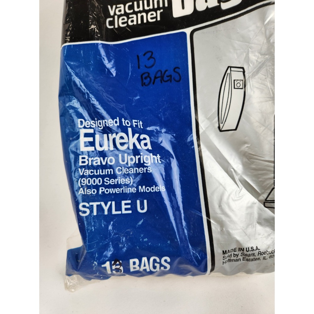 Vintage Eureka Bravo & Powerline Models‎ Style U Vacuum Bags (13) By Sears USA